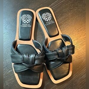 Vince Camuto Leather Slide Sandals Barcellen Black 7